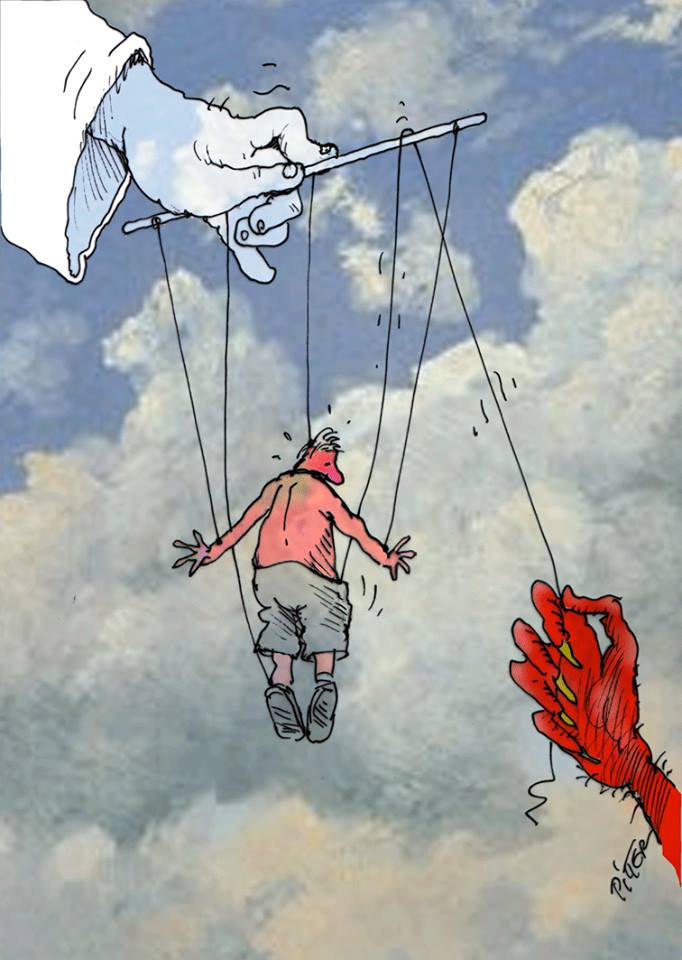 682x960, 68 Kb / Commedia, Klaus Pitter, высшие силы, бог, дьявол, ниточки, марионетка