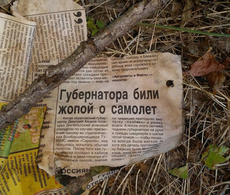 755x640, 482 Kb / газета, трава, ветки, губернатор, жопа