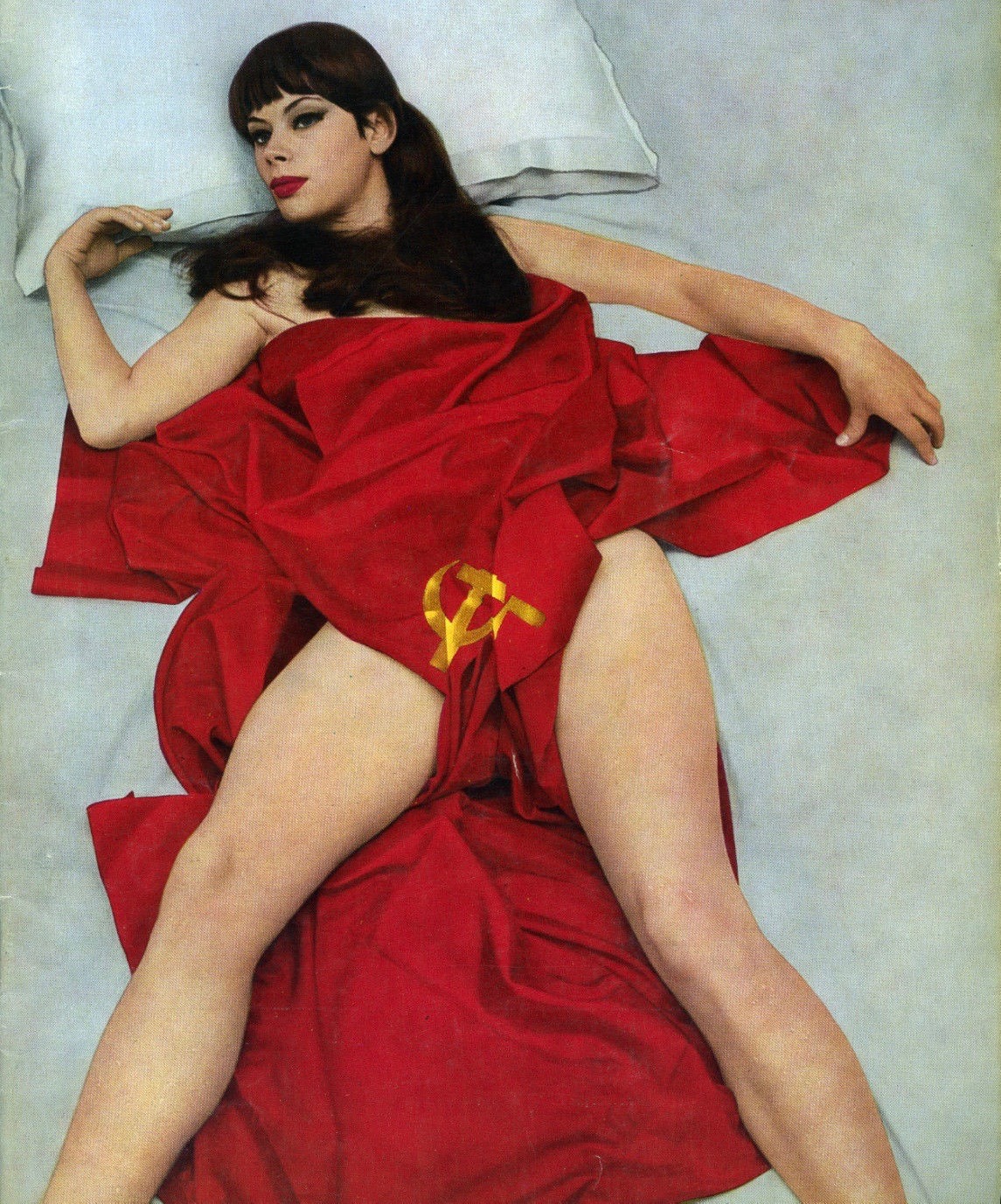 1145x1377, 604 Kb / серп, молот, флаг, брюнетка