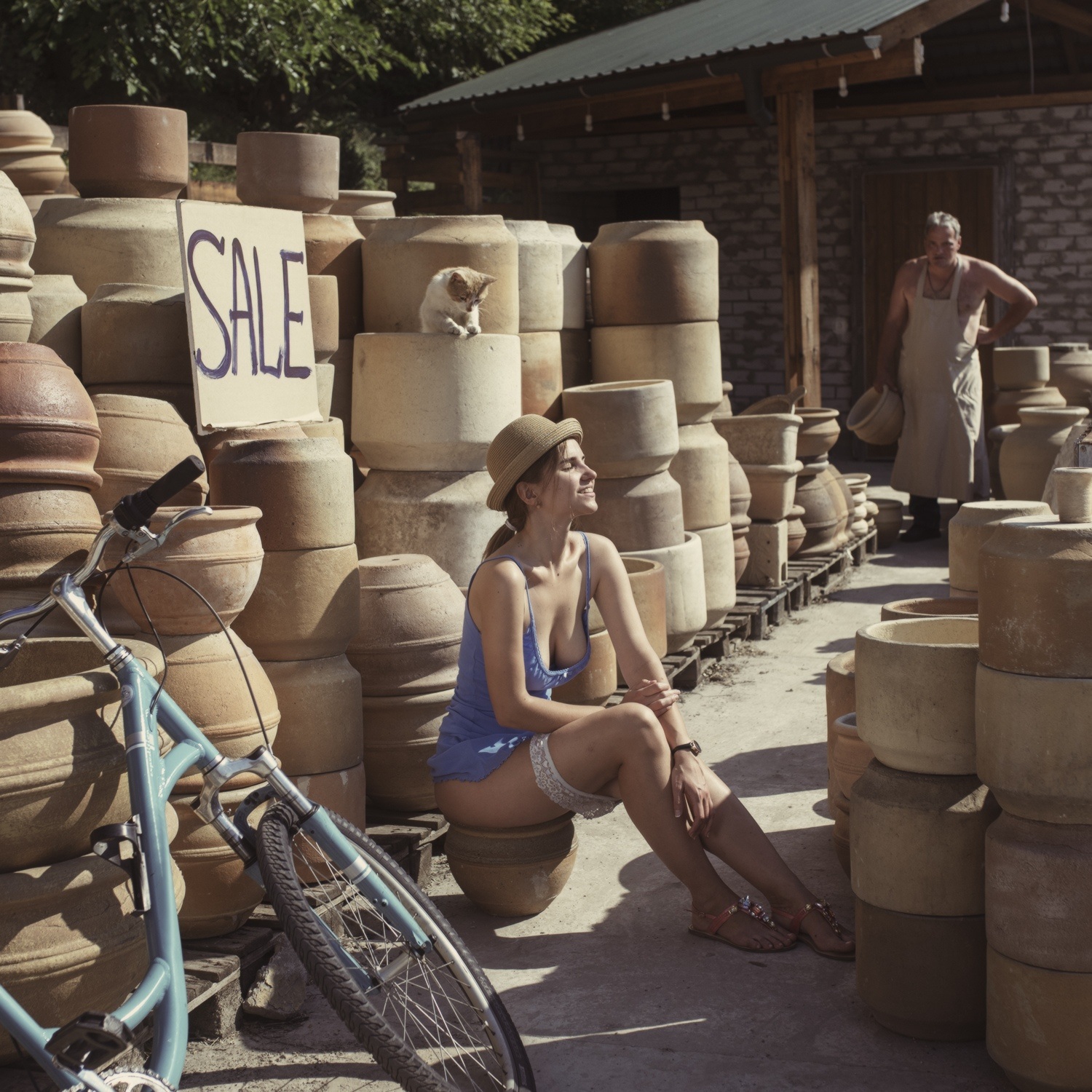 1500x1500, 630 Kb / горшок, велосипед, кот, кошка, гончар