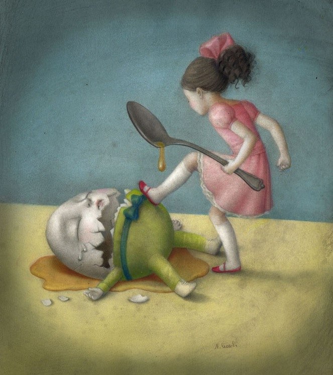 663x747, 102 Kb / шалтай-болтай, яйца, девочка, ложка