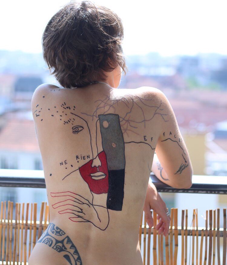 750x878, 133 Kb / тату, спина, абстракционизм