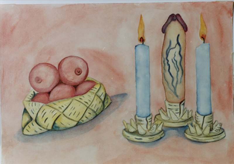 800x560, 72 Kb / свечи, натюрморт, рисунок