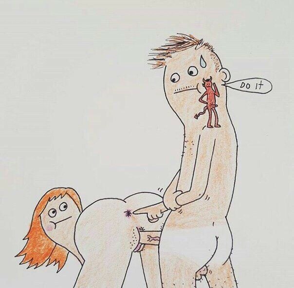 604x591, 51 Kb / рисунок, секс, анус, палец, дьявол, do it