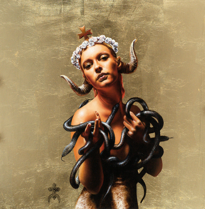 700x713, 226 Kb / девка, рога, змеи, крест