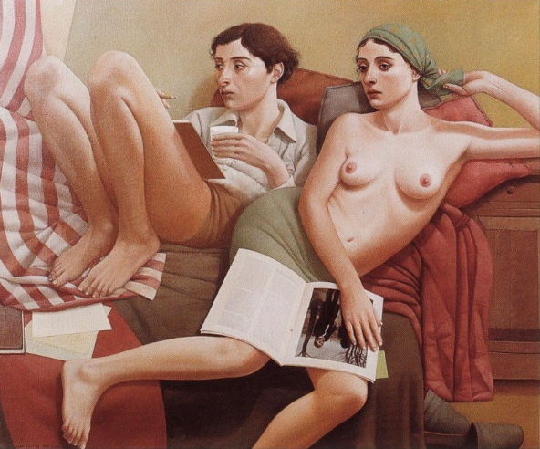 592x492, 515 Kb / девка, косынка, задрот, журнал, рисунок, Alan Feltus, The Poet And His Muse