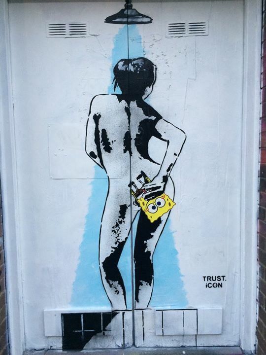 540x720, 55 Kb / стритарт, губка Боб, девушка, рисунок