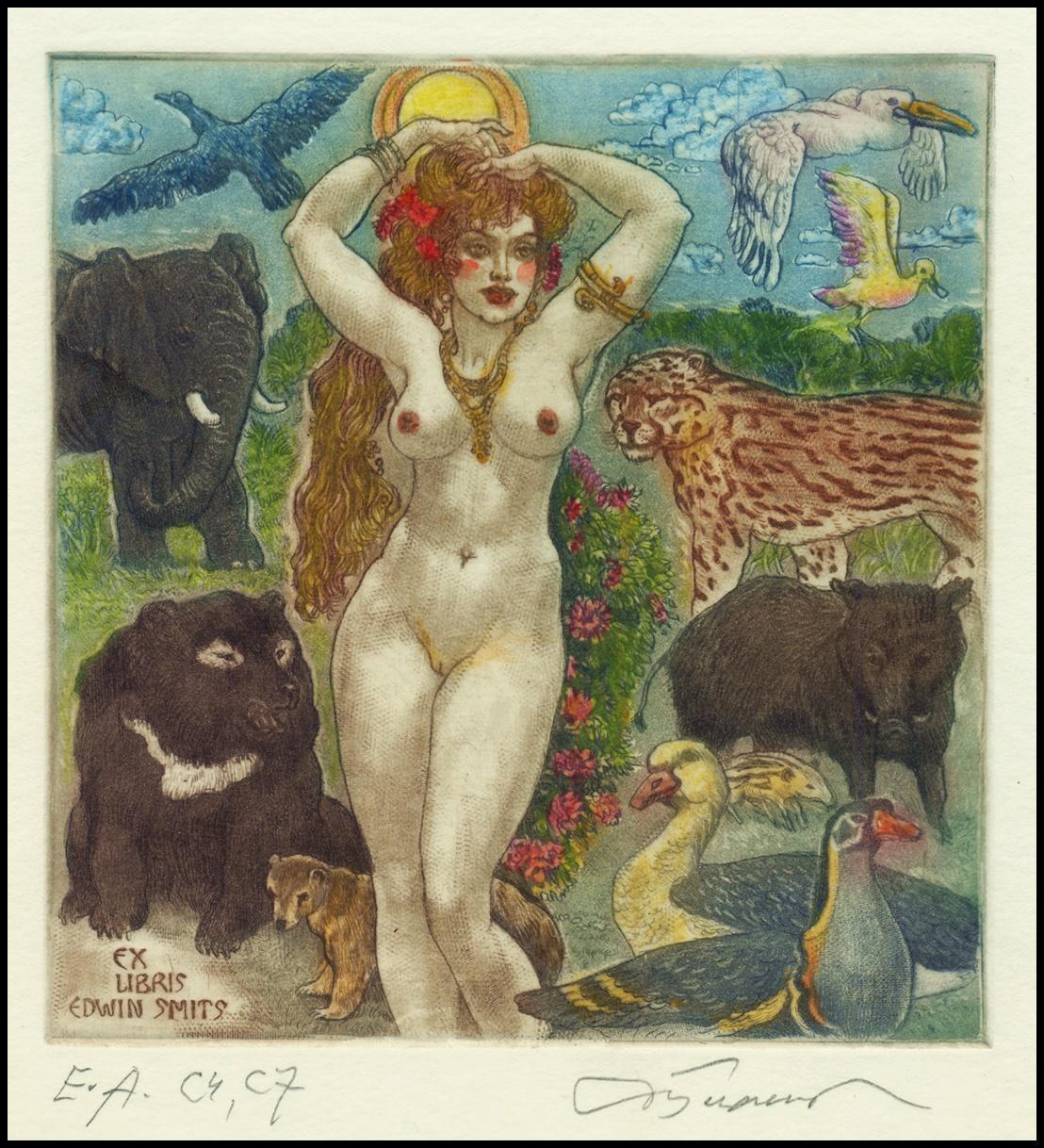 1108x1218, 231 Kb / девка, звери, птицы, рисунок