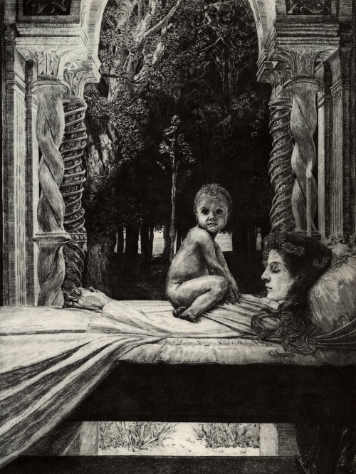 500x666, 129 Kb / женщина, мать, покойница, гроб, ребенок, арка, колонны, ч/б