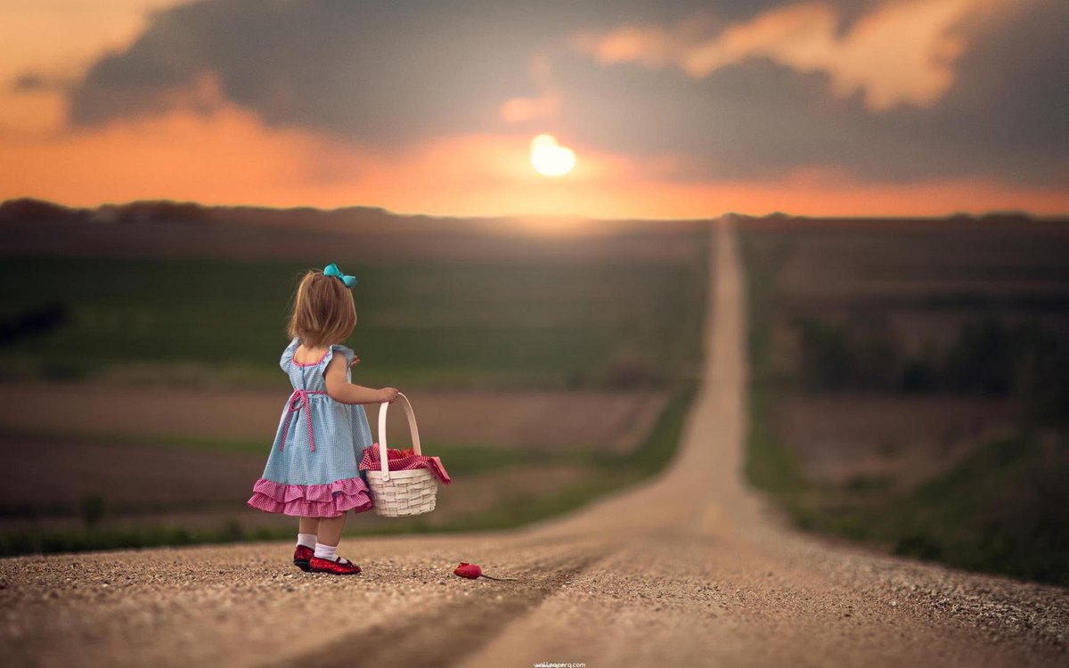 1200x750, 87 Kb / девочка, платье, корзинка, дорога