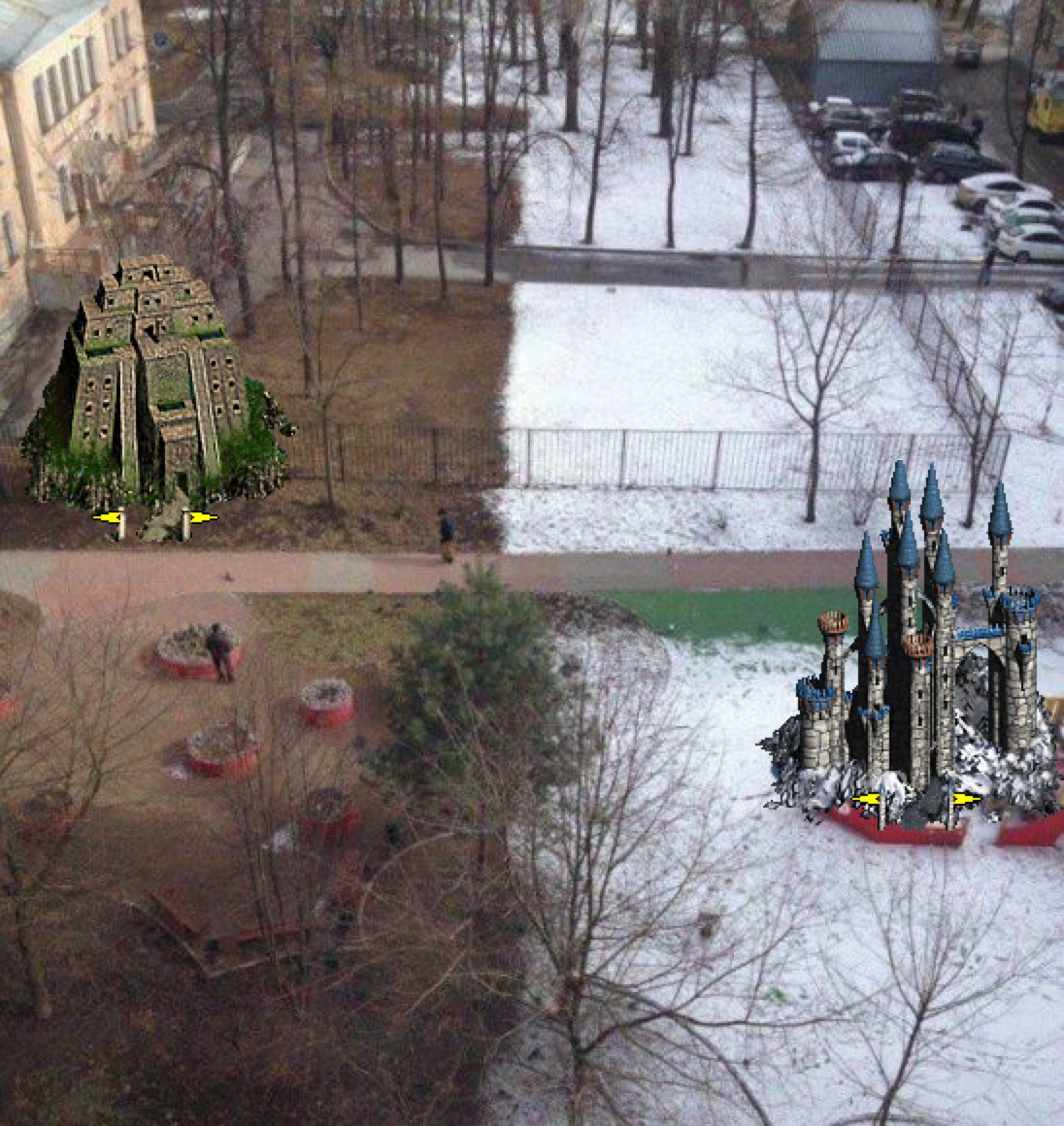 1096x1160, 243 Kb / башня, зима, болото, снег, крепость, герои 3