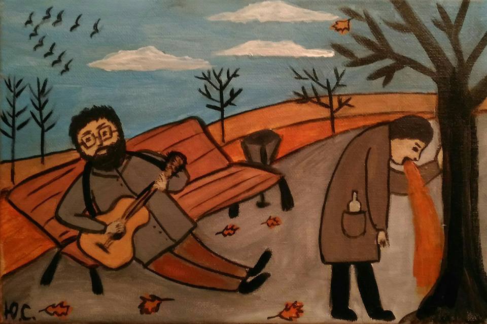 960x638, 95 Kb / гитара, говнарь, блюёт, рисунок