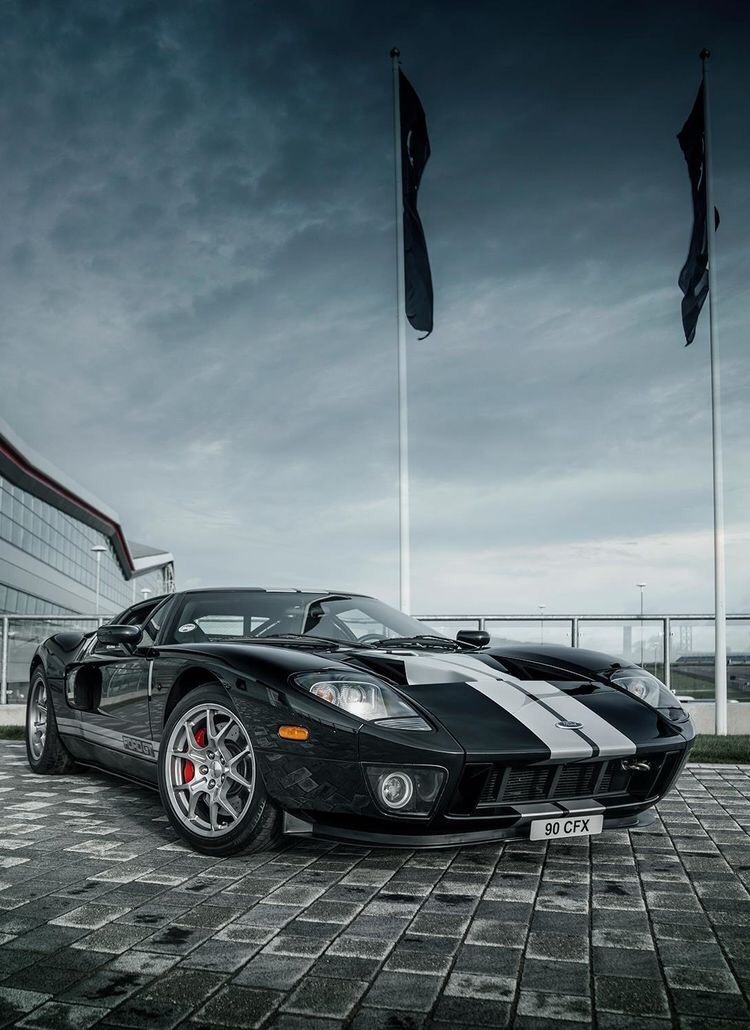 750x1030, 145 Kb / форд, автомобиль, гоночный, полоски, флаги, ford gt