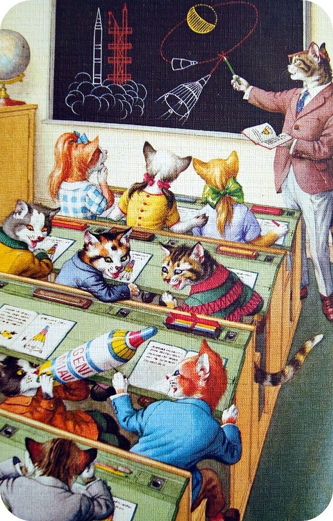 655x1024, 217 Kb / кошки, котята, рисунок, класс, учитель, урок