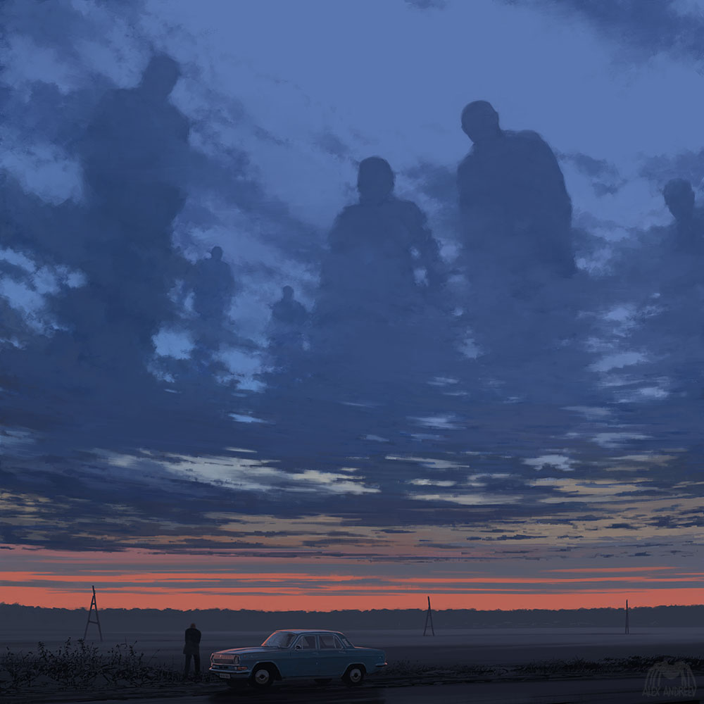 1000x1000, 120 Kb / Волга, небо , облака, силуэты, Алекс Андреев