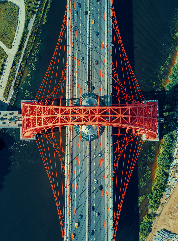 741x1000, 361 Kb / мост, река, машины, дорога, сверху, проспект маршала Жукова