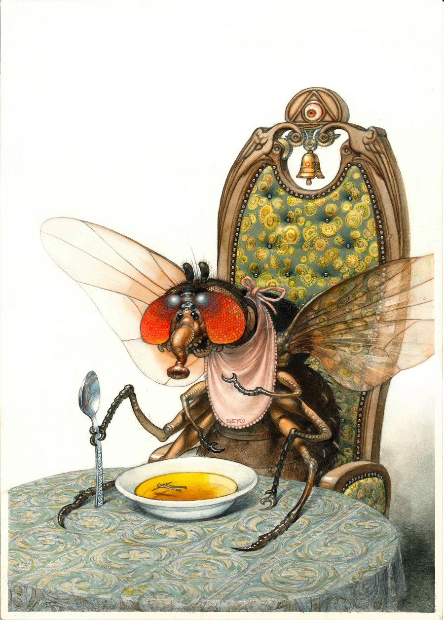 900x1257, 296 Kb / муха, человек в супе, boban_savic_geto