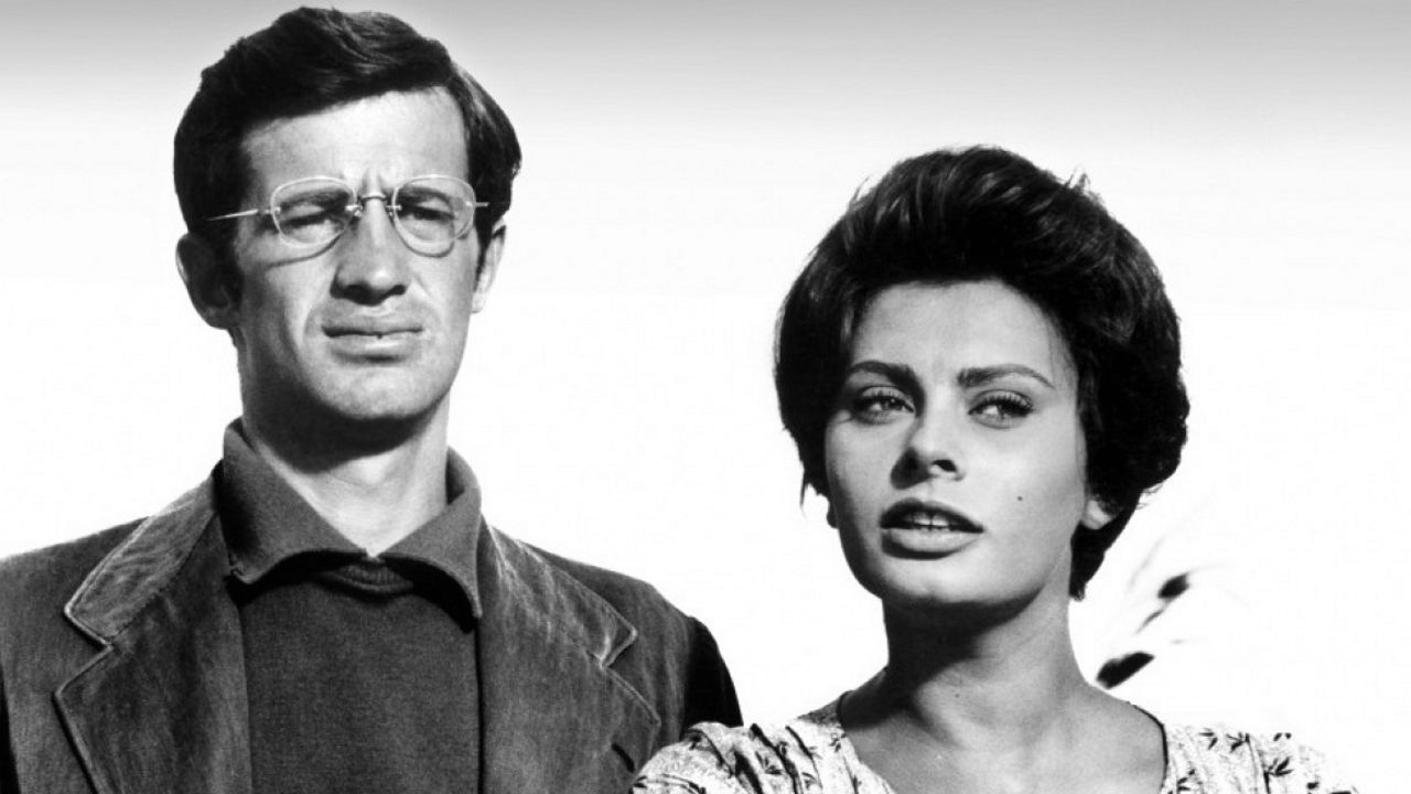 1280x720, 79 Kb / Бельмондо, Софи Лорен, ч/б, очки, чочара