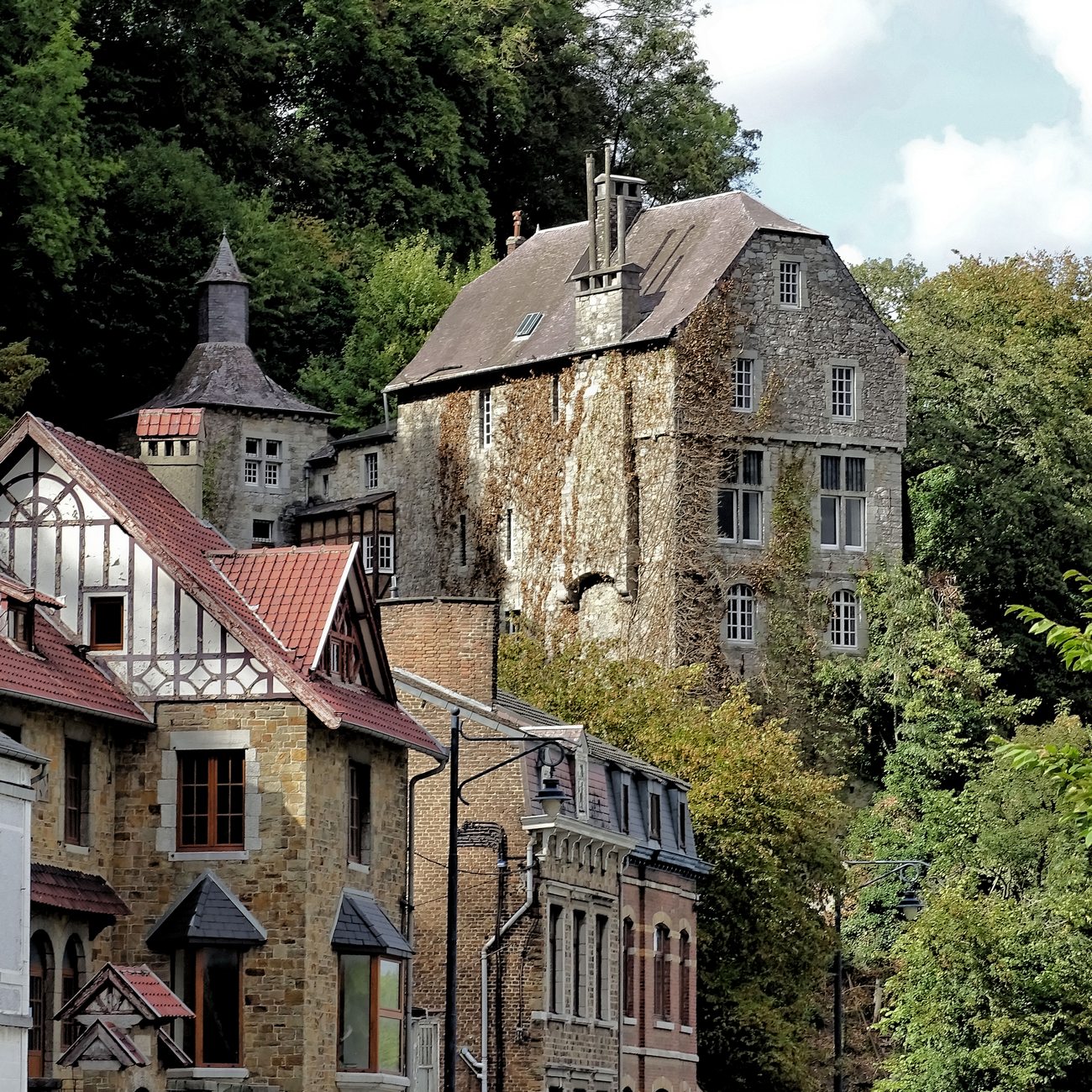 1300x1300, 608 Kb / udochristmann, дома, склон, река, Маас, Франция, Фландрия