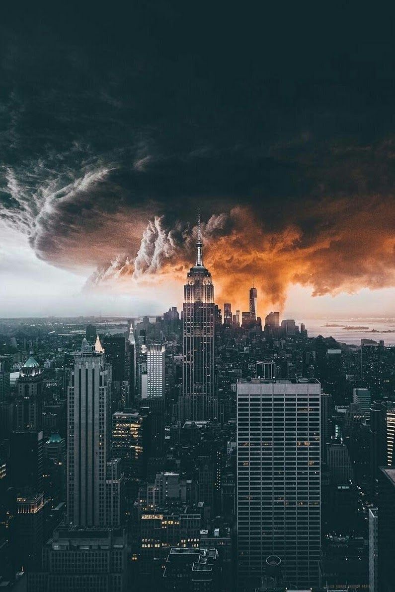 795x1193, 134 Kb / город, здания, тучи, ураган