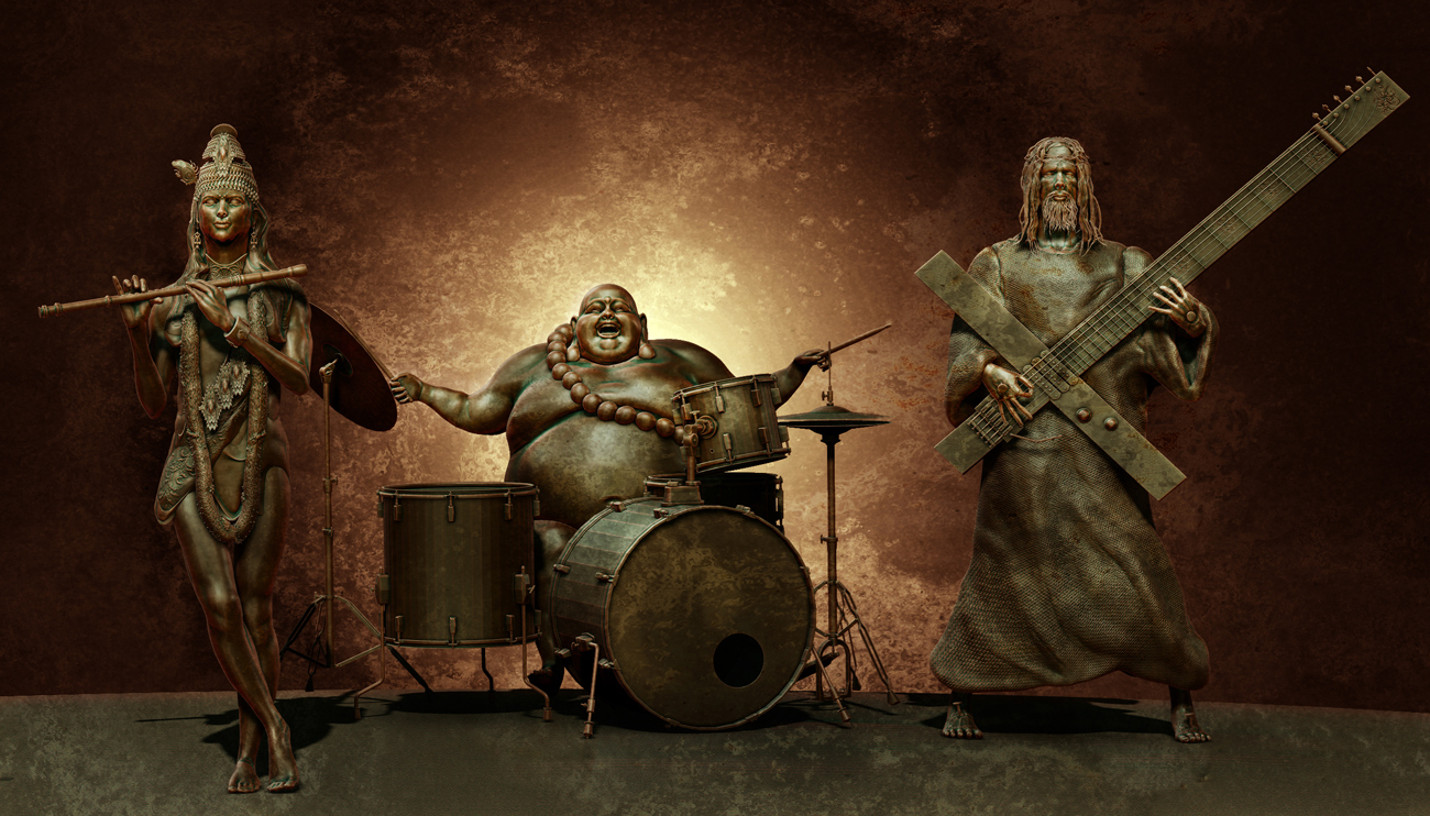 1300x742, 613 Kb / исус, будда, кришна, барабаны