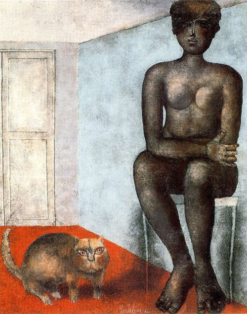 500x636, 154 Kb / девка, чёрная, кот, рисунок