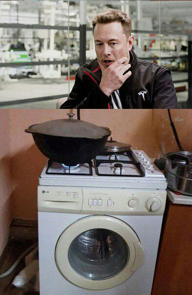 394x604, 63 Kb / Газовая плита, стиралка, илон маск, казан