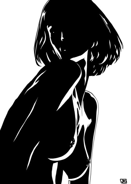 498x700, 29 Kb / ч/б, голая, сиськи