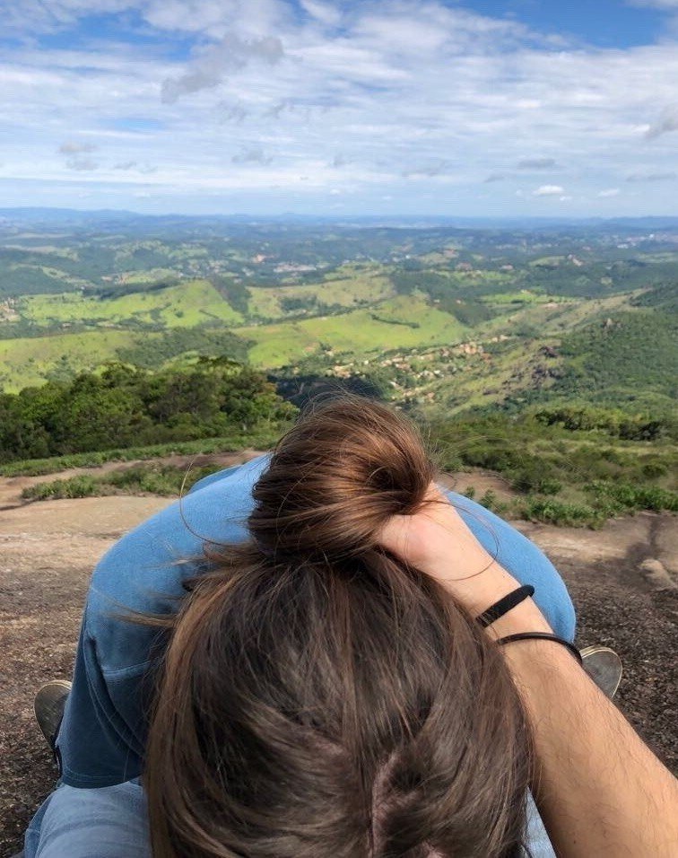 756x956, 161 Kb / Пейзаж, небо, облака, деревья, рука