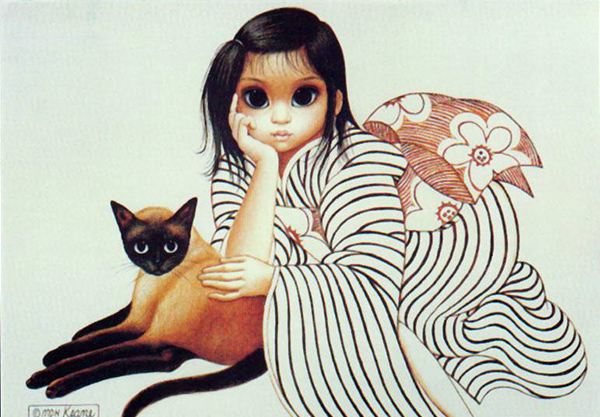 600x417, 187 Kb / девка, кошка, рисунок, Маргарет Кин, Леди в ожидании