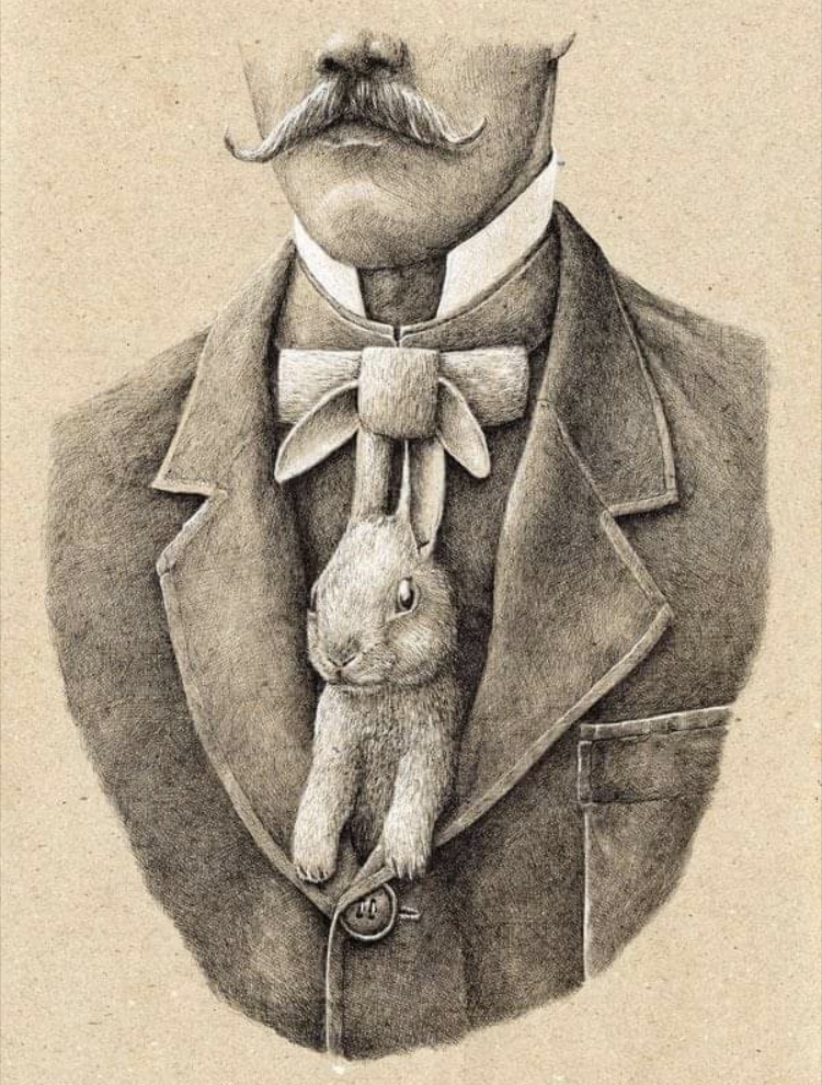 750x990, 342 Kb / нос, усы, сюртук, кролик, галстук, рисунок, заяц