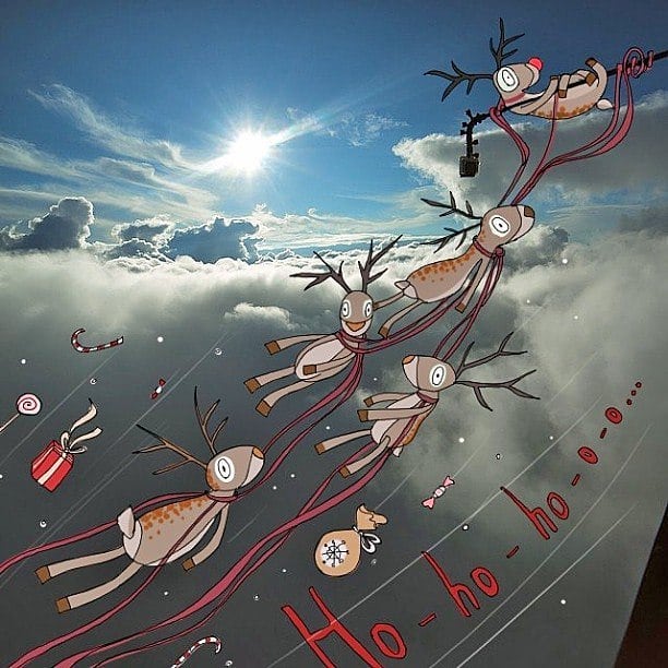 612x612, 78 Kb / Облака, солнце, олени, фотошоп