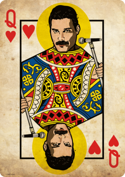 500x708, 625 Kb / дама, карта, меркьюри, микрофон, queen