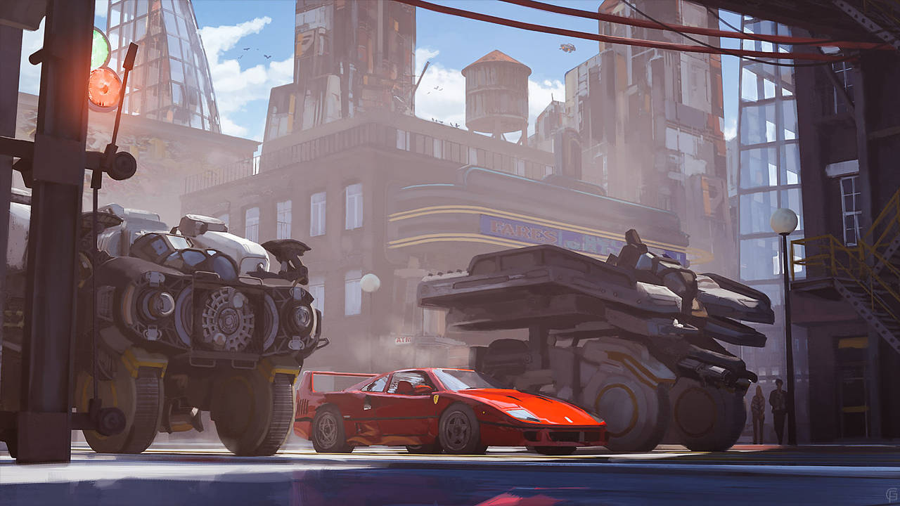 1280x720, 121 Kb / ferrari f40, танки, фантастика, gregmks