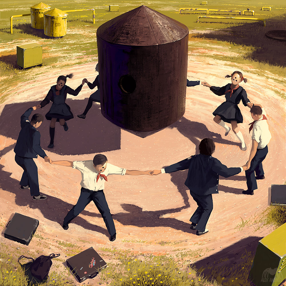 1000x1000, 458 Kb / волчок, ёлка, хоровод, школьники, Алекс Андреев, карусель