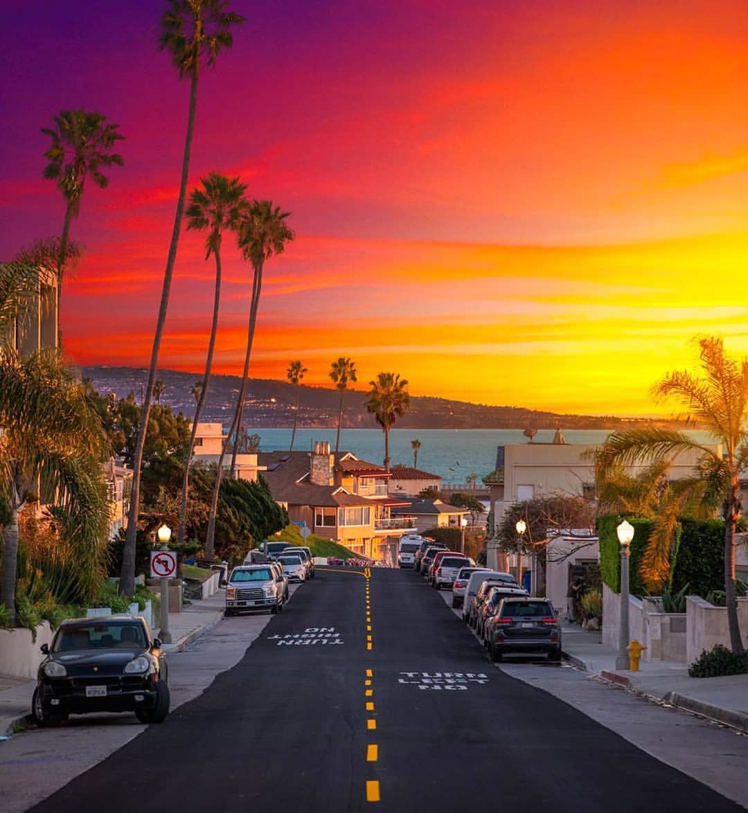 1080x1174, 96 Kb / дорога, солнце, закат, улица, автомобиль, Лос-Анджелес, каен