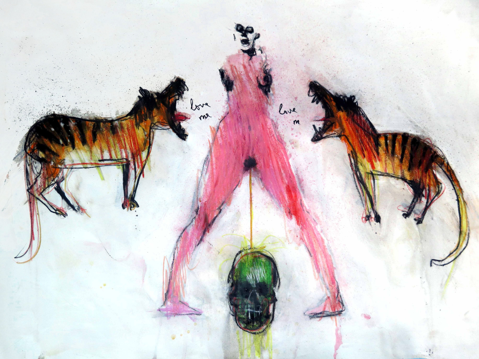 1680x1260, 605 Kb / рисунок, тигры, девка, череп, моча, струя, love me