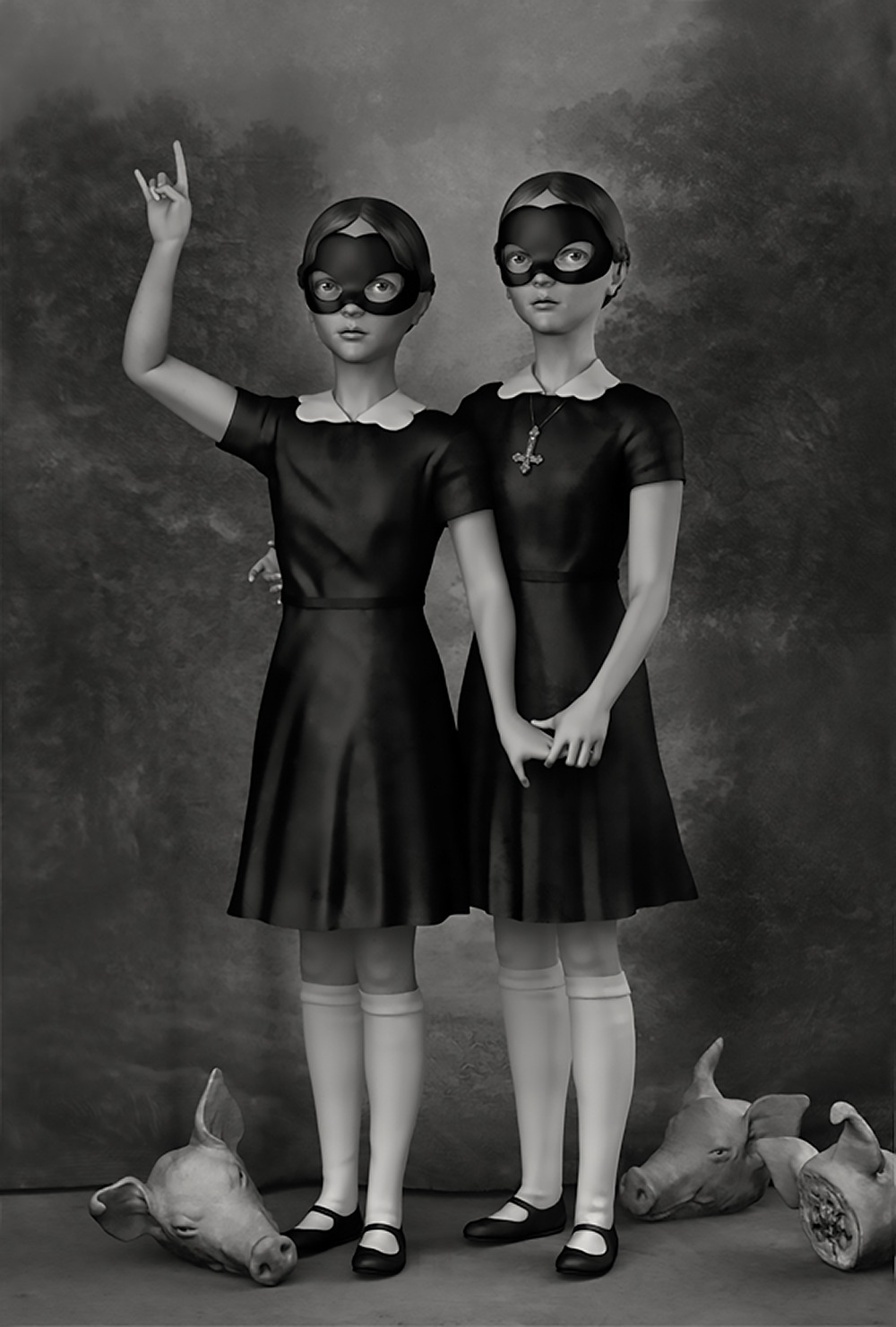 1000x1481, 216 Kb / дети, крест, коза, свинья, рисунок, голова, маска