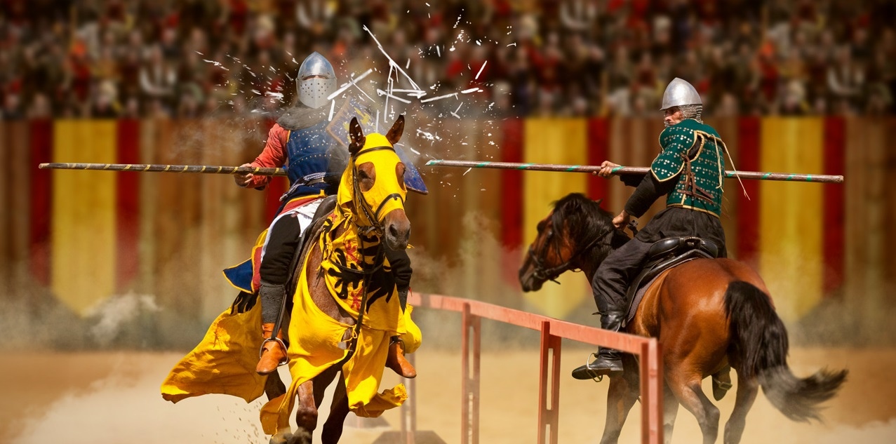 1277x633, 246 Kb / рыцарь, турнир, лошадь, всадник, шлем, щит, копье