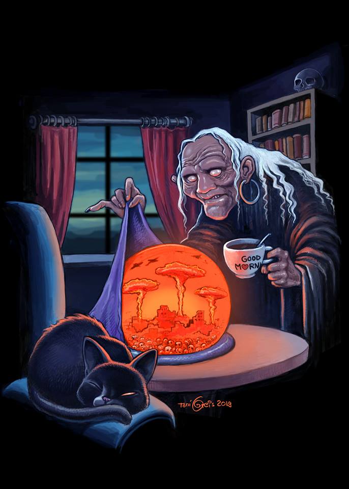 686x960, 65 Kb / гадалка, шар, взрывы, грибы, Toni Greis