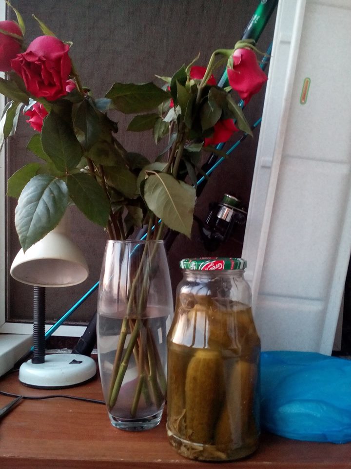 720x960, 101 Kb / Розы, огурцы, поддон, ваза, удочка