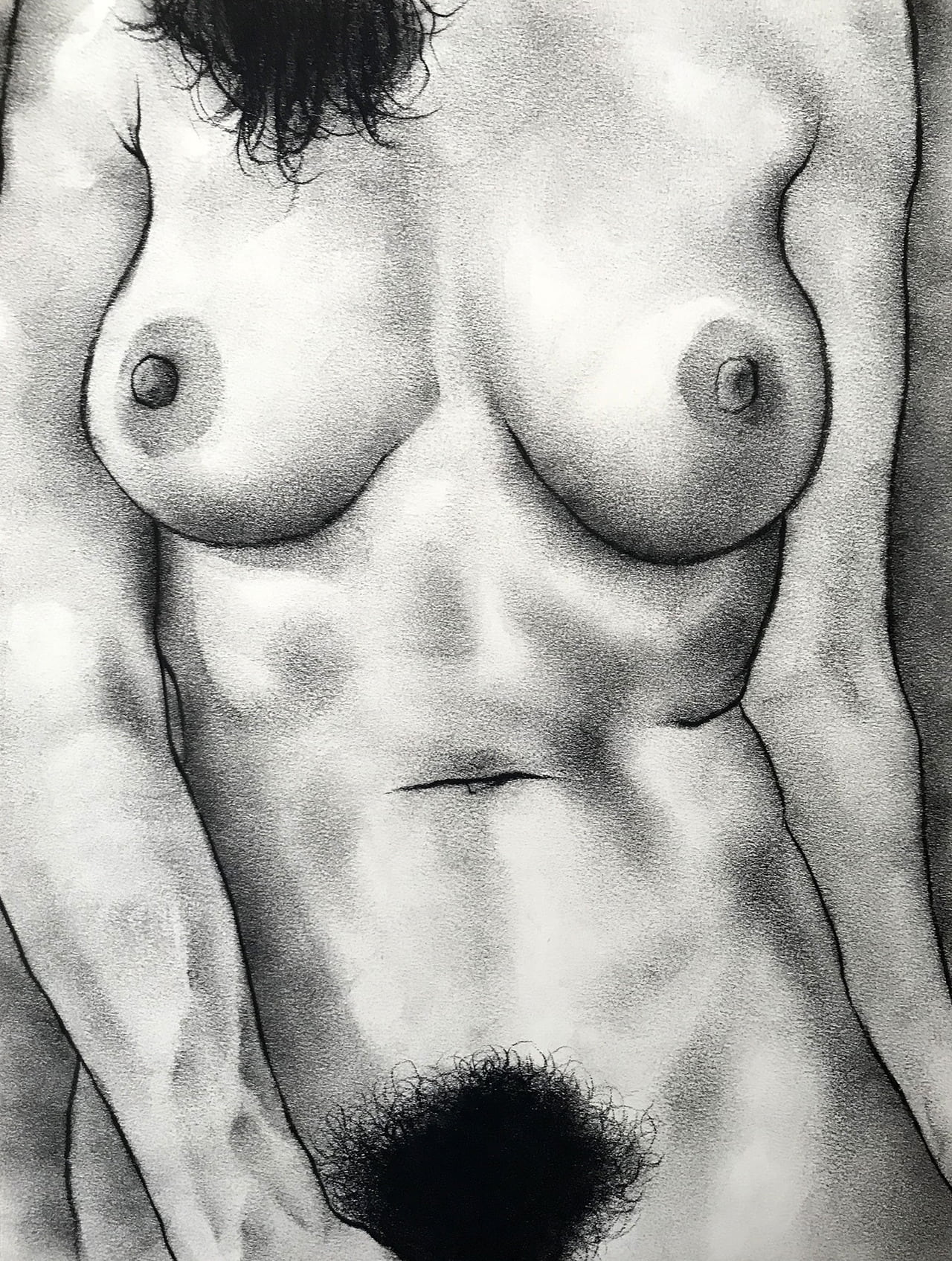 1280x1695, 542 Kb / рисунок, голая, лобок, кустан, ч/б