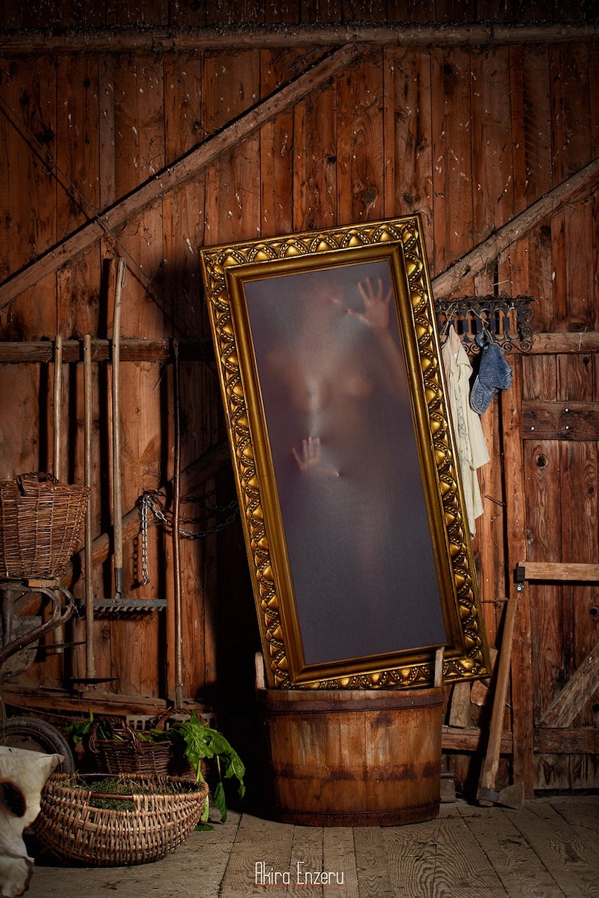 854x1280, 410 Kb / девка, картина, кадка, сарай, грабли