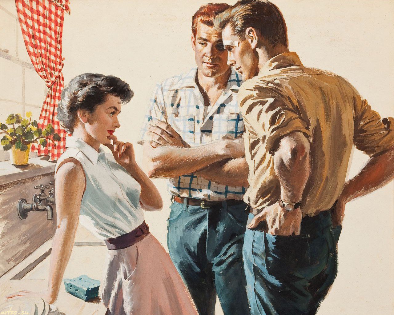 1280x1024, 325 Kb / пинап, кухня, сантехники