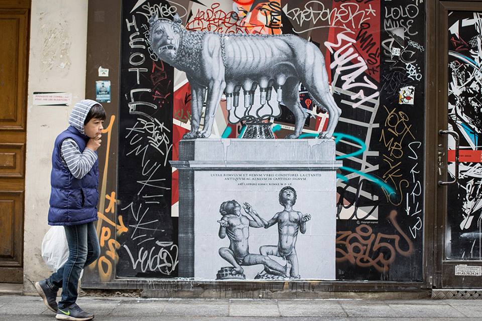 960x640, 128 Kb / ромул, рем, волчица, автодоилка, граффити