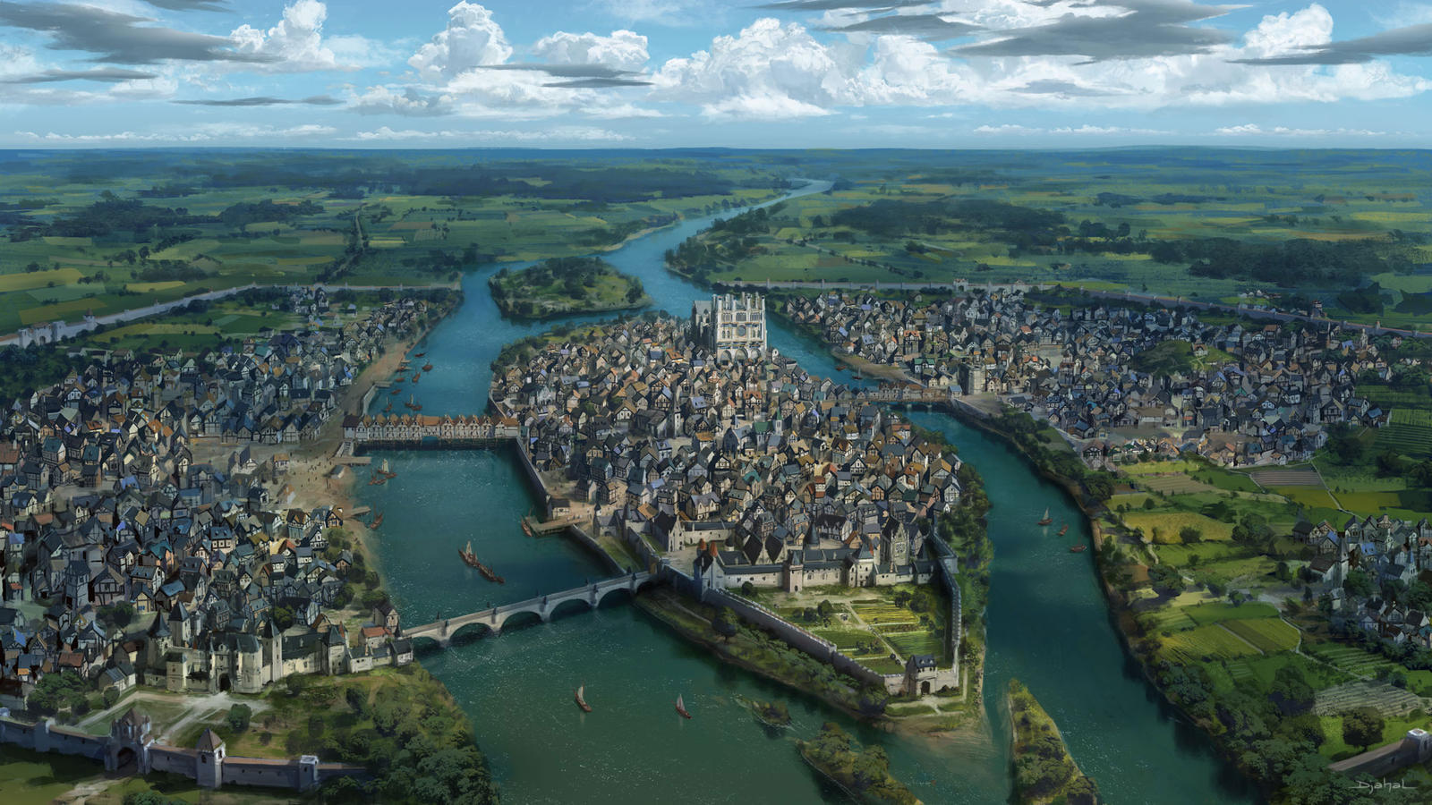 1600x900, 288 Kb / париж, средневековье