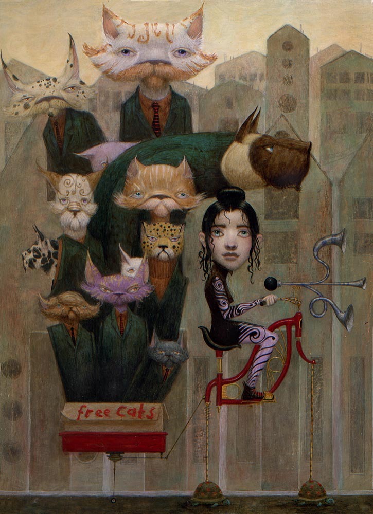 725x1000, 168 Kb / девка, клаксон, коты, рисунок