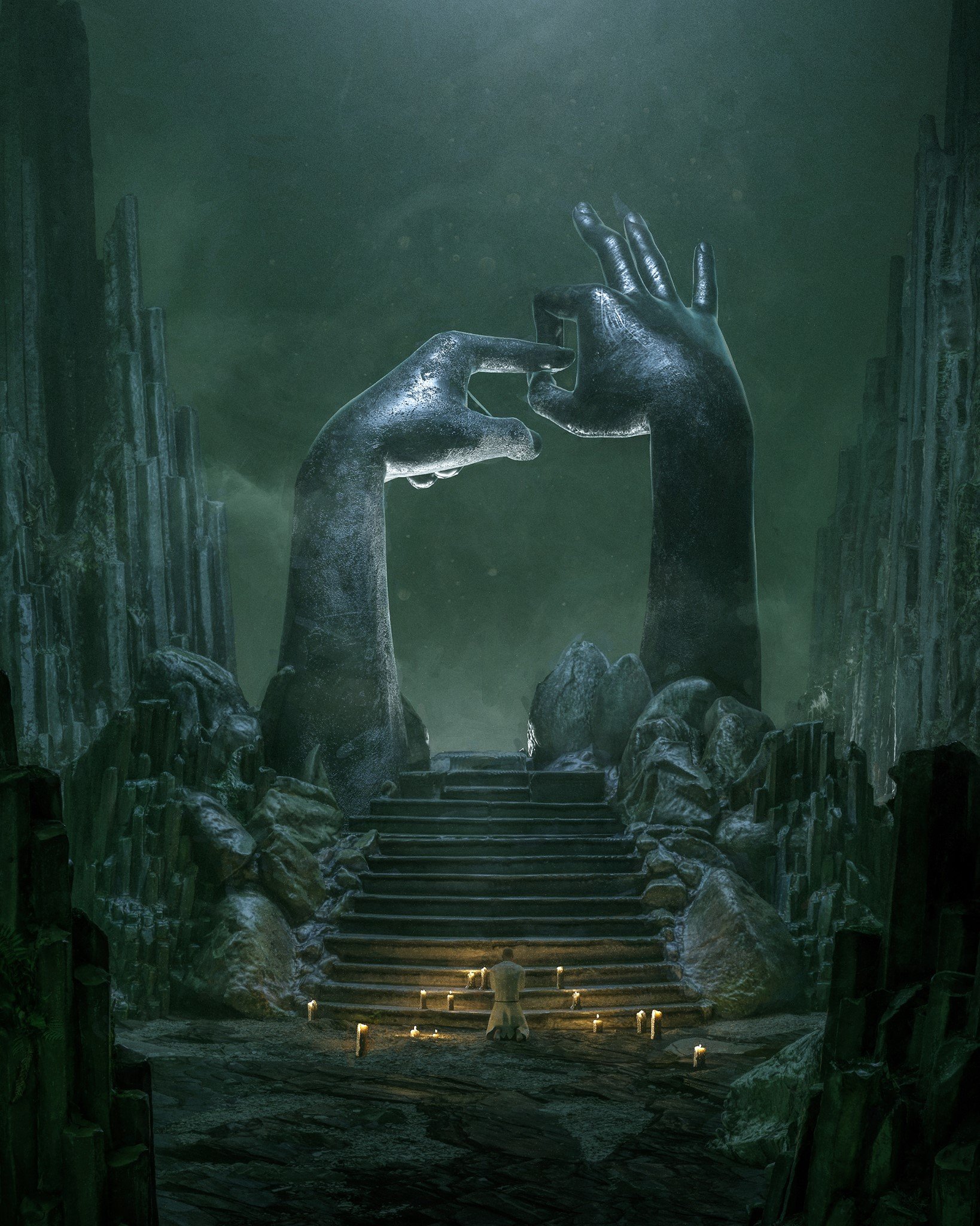 1638x2048, 614 Kb / жест, молитва, идол, beeple