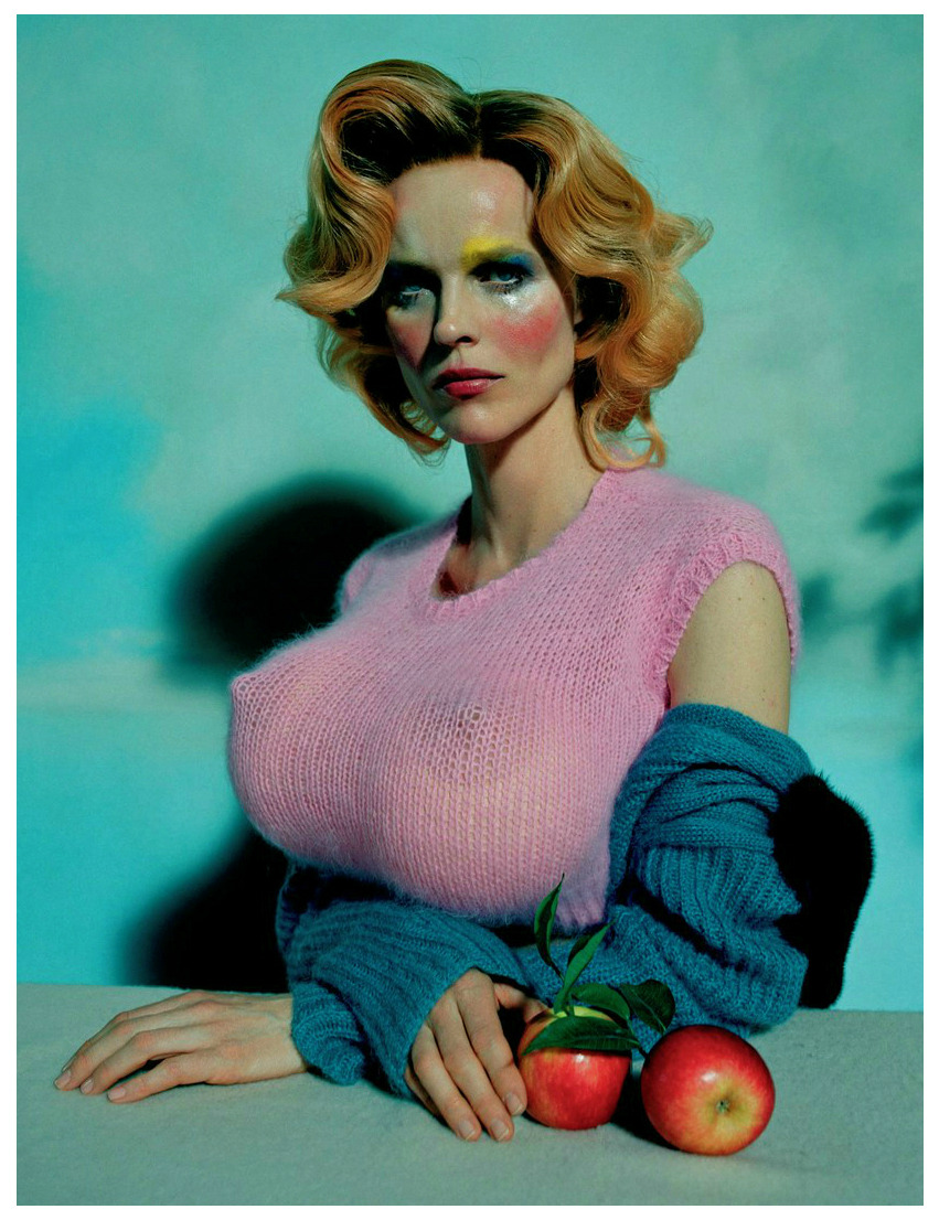 851x1106, 285 Kb / девка, яблоки, силикон, Eva Herzigova, Tim Walker