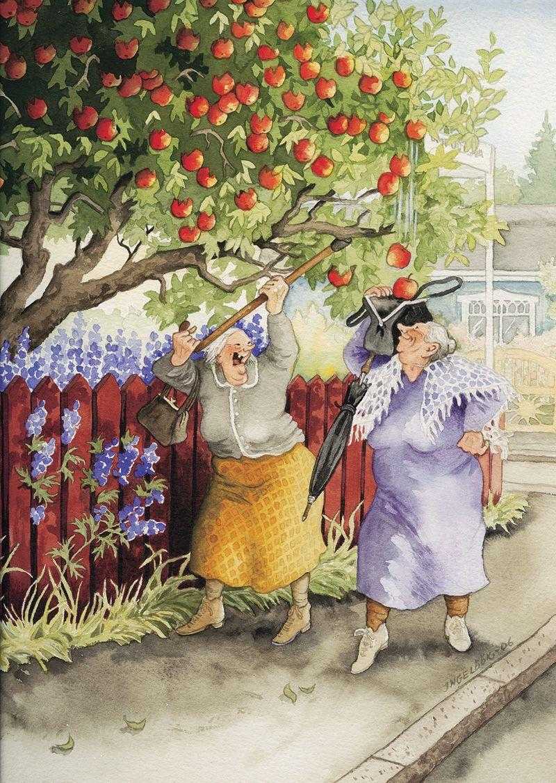 800x1125, 163 Kb / яблоки, сумочка, старушки